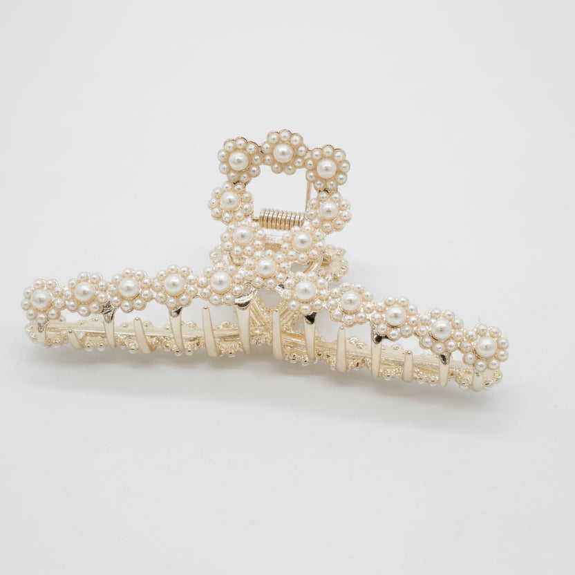 Pearl Symphony – Elegante goldene Metall-Haarklammer mit Perlen
