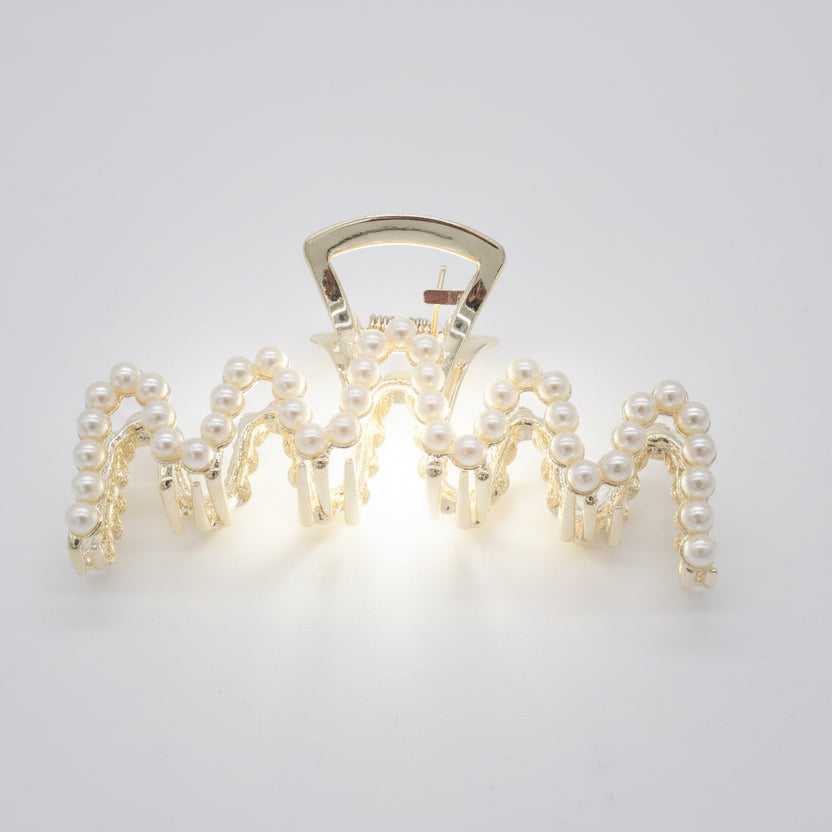 Golden Wave – Moderne Haarklammer in Zickzack-Optik mit Perlen