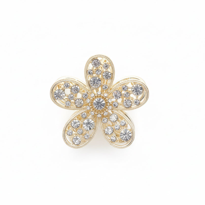 Crystal Blossom – Elegante Blumen-Haarklammer mit Strassbesatz