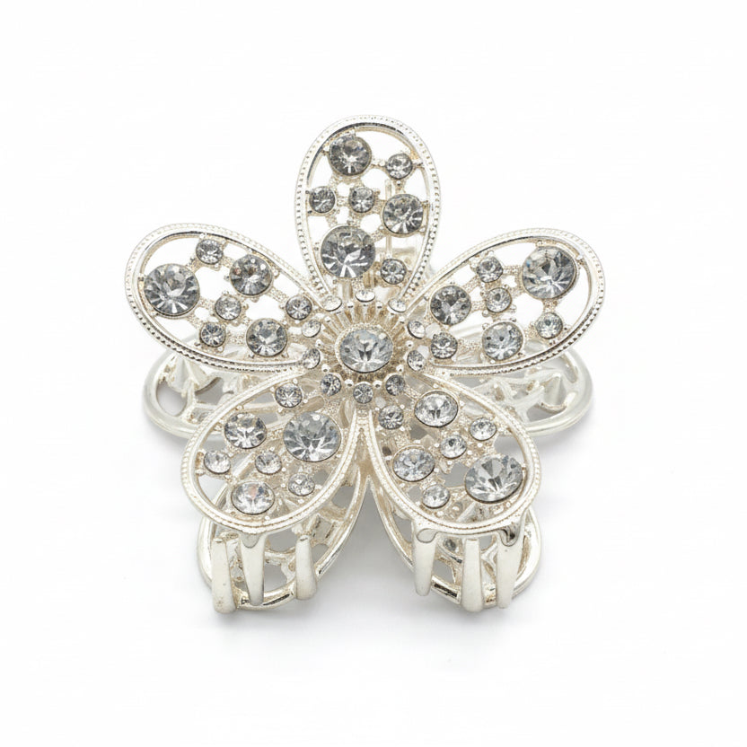 Crystal Blossom – Elegante Blumen-Haarklammer mit Strassbesatz