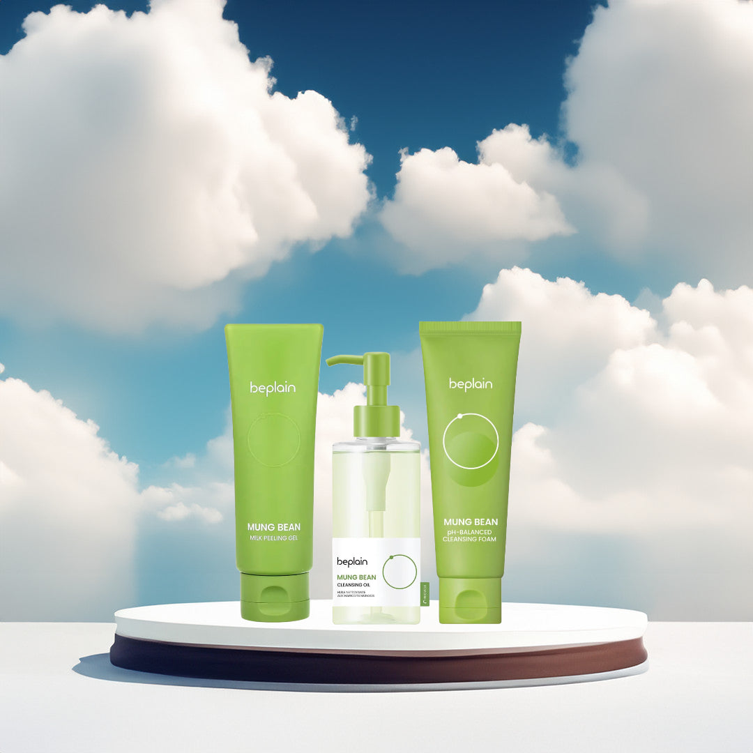 Beplain Mung Bean 3er Set: Cleansing Oil, Foam & Peeling Gel